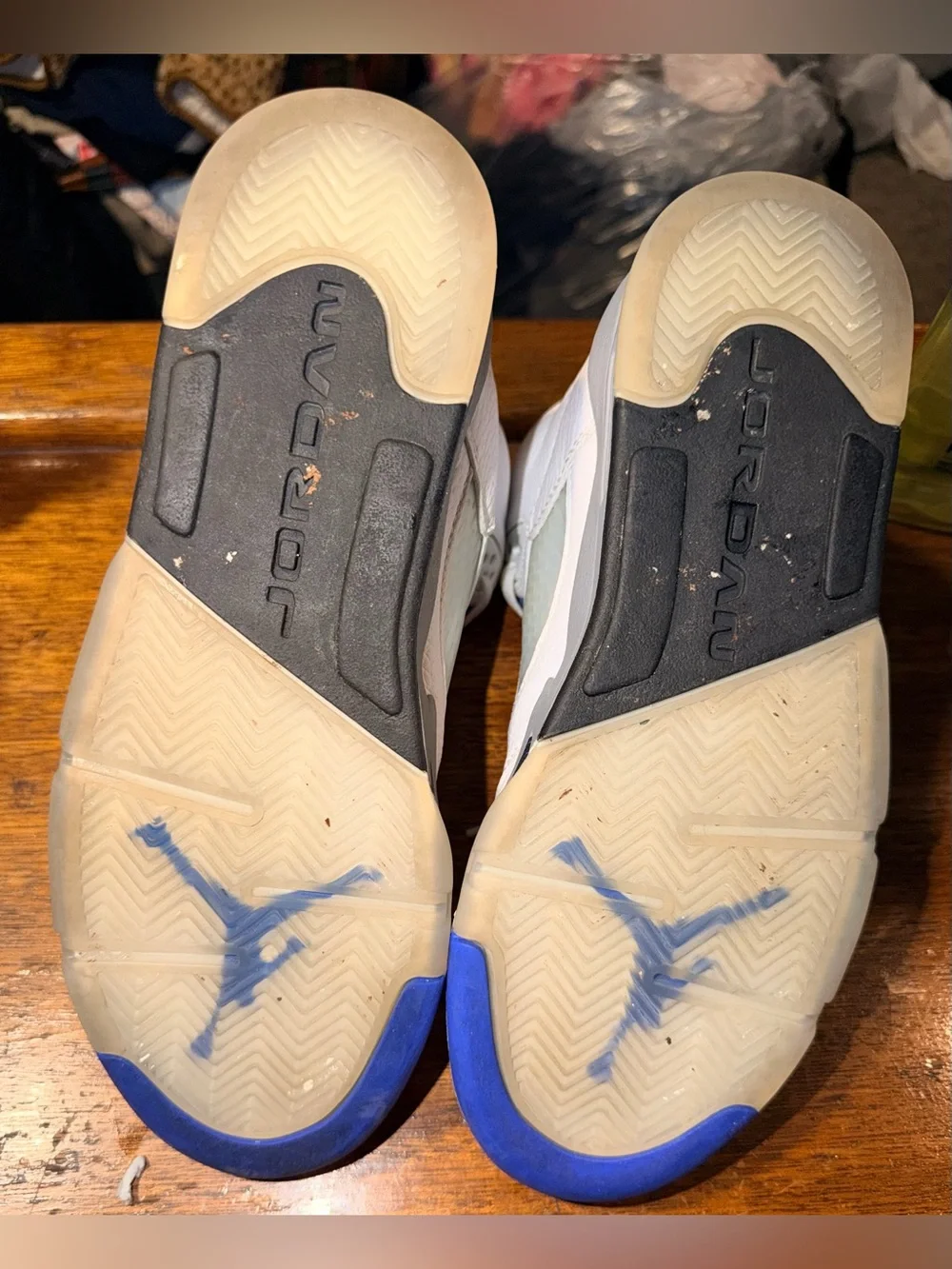 Jordan Air Jordan 5 Retro GS Mid White Blue Gray Black Leather Sz 6.5Y